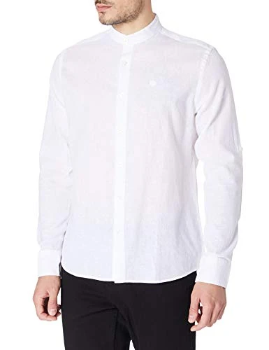 Men's Shirt L/S Mandarin Collar Regular, White, Xx-Large