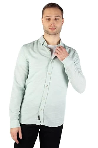 Men's Shirt - Regular Fit Casual Shirt - Casual Shirt - Green, Green, XXL