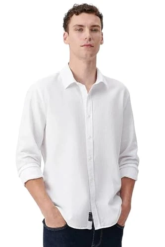 Men's Shirt – Regular Fit Casual Shirt – Casual Shirt – White, Weiã, L