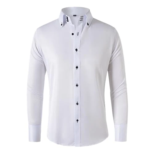 Men's Shirt Spring and Autumn New Business Casual French Crystal Buckle Men's Small Shirt Long Sleev