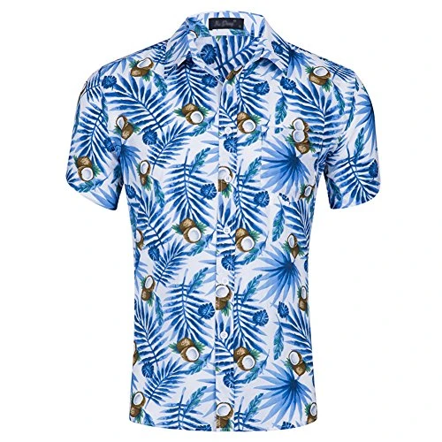 Men's Shirts Hawaiian Style Short Sleeve Summer Casual Beach Aloha Party Shirt Type 5 2XL