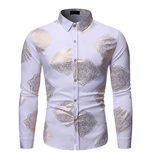 Mens Shirts Long Sleeve Button Down Slim Fit Colorful Casual Shirts White