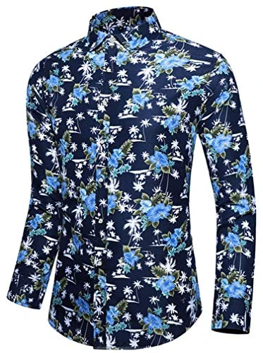 Mens Shirts Long Sleeve Button Down Slim Fit Colorful Casual Shirts