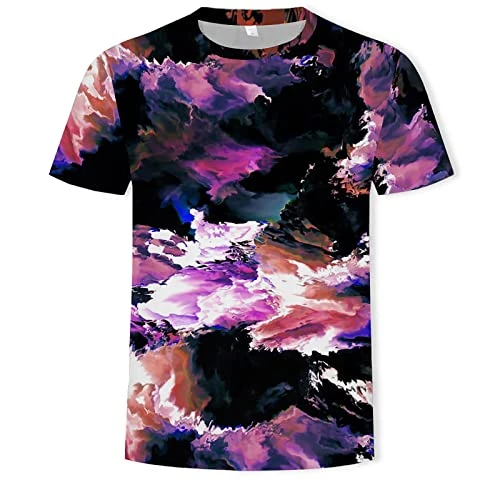 Men's Shirts Unisex 3D Fashion Printed Shirts for Adults Short Sleeve Top T-Shirts Standard Digital Watch, purple, 3XL