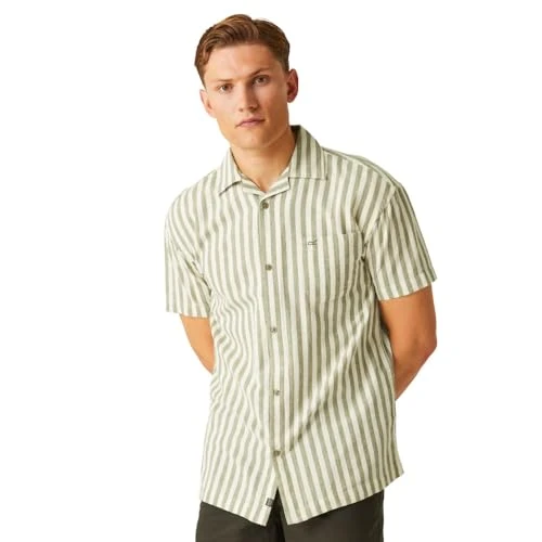 Men's Shorebay Ii Short Sleeve Shirt, Fauna/Antique White Striped, XXXXX-Large