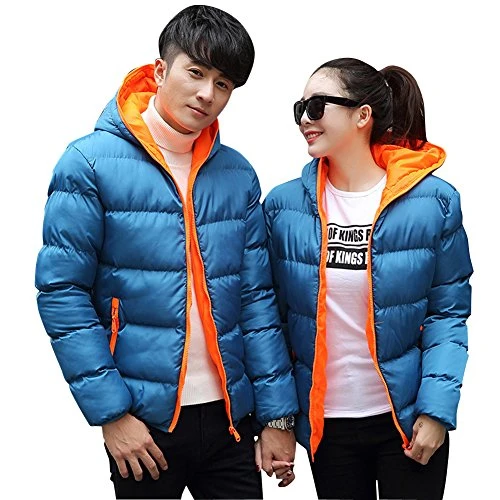 Men's Short Pure-Color Cotton Blend Quilted Coat Large Size Slim Hooded Padded Jacket Orange XXL