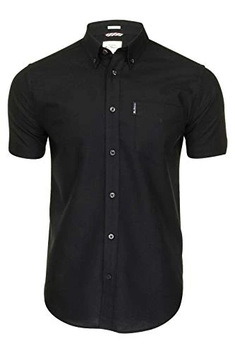 Mens Short Sleeve Button Down Oxford Shirt 65095 - Black