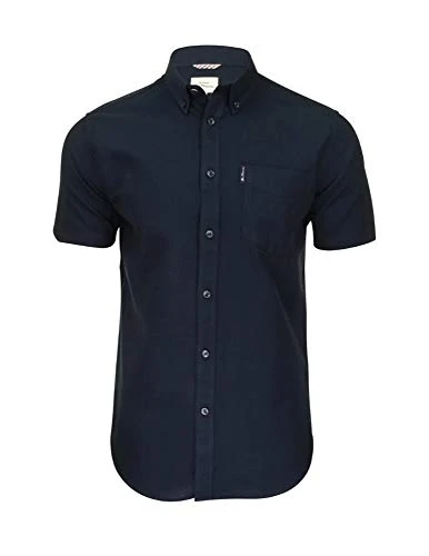 Mens Short Sleeve Button Down Oxford Shirt 65095 - Navy Blue