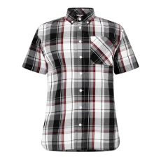 Mens Short Sleeve Check Shirt Black Check M