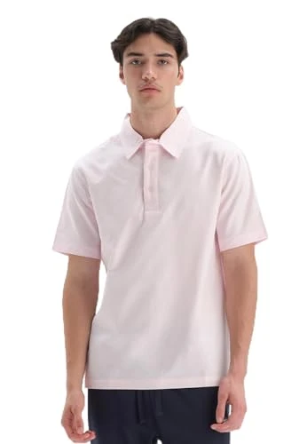 Men's Short Sleeve, Collar, Fashion, Regular T-Shirt Polo, Pink, XXL