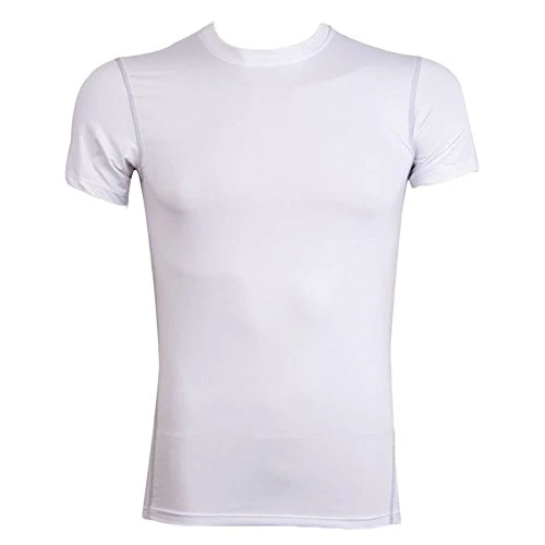 Men's Short Sleeve Compression Base Layer Under Top Sport Performance Fitness Shirt White M