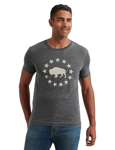 Men's Short Sleeve Crew Neck Buffalo Tee T-Shirt, Jet Black, XXL