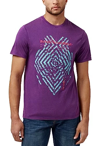 Men's Short Sleeve Crew Neck Graphic Tee, Petunia S23, Medium