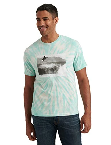 Men's Short Sleeve Crew Neck Surfer Tee T-Shirt, Blue Tie Dye, XL