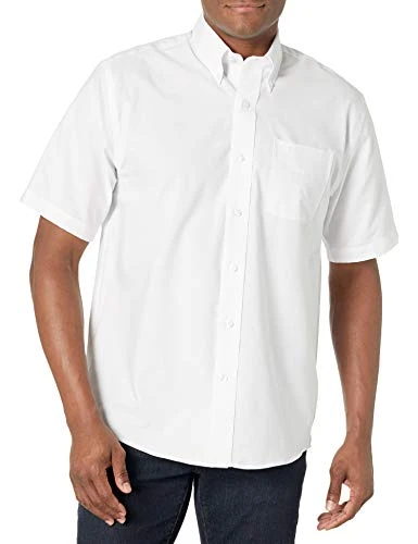 Men's Short-Sleeve Epic Easy-Care Nailshead Shirt, White, XXL