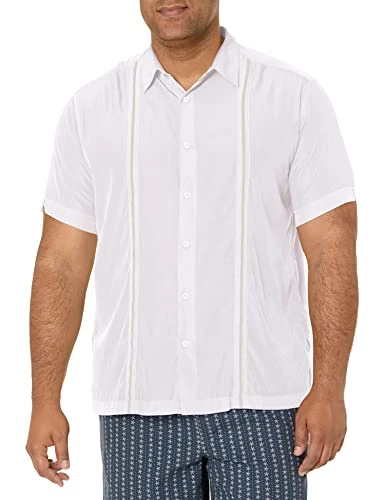 Men's Short Sleeve Insert Panels with Pick Stitch Shirt, Bright White, XL