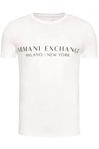 Men's Short Sleeve Milan New York Logo Crew Neck T-Shirt, White, XXL