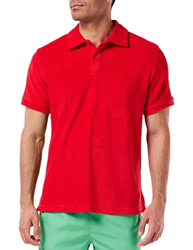 Men's Short Sleeve, Polo Neck, Basic T-Shirt, red, S