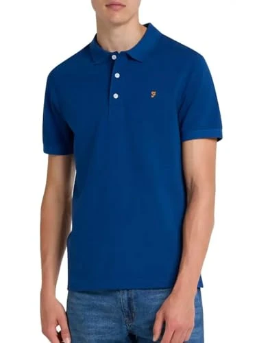 Mens Short Sleeve Polo Shirt Blue Peony M