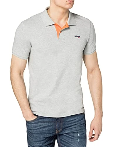 Men's Short Sleeve Polo Shirt, Hgrey/Orange, S