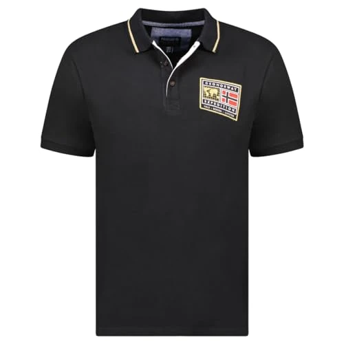 Men's Short Sleeve Polo Shirt SY1308HGN, Black/White, S