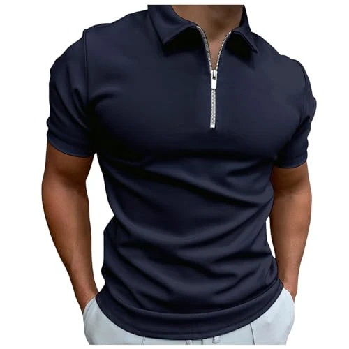 Men's Short Sleeve Polo Shirts 1/4 Zip Quick Dry Golf Polo Shirt Summer Outdoor Lightweight Short Sleeved Shirts Mens t Shirts Multi Pack v Neck Golf Tank Tops Mens Sweater Vest Mens