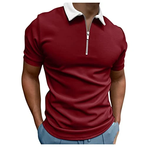 Men's Short Sleeve Polo Shirts Contrasting Colors Golf Tennis T-Shirt Mens Polo Shirts Short Sleeve Hawaiian Shirts for Men Short Sleeve Polo Shirts for Men Adult Mens Polo Shirts Short Sleeve