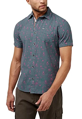 Men's Short Sleeve Printed Button Down, Charcoal S23, S