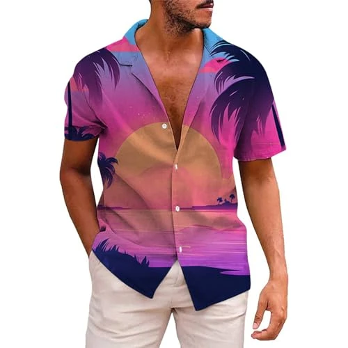 Men's Short Sleeve Shirt Summer Casual 3D Printing Hawaii Short Sleeve Shirts Tops Denim Shirt Jacke