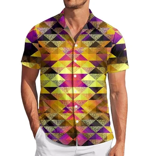 Mens Short Sleeve Shirts Casual Button Down Shirt for Men Summer Beach Shirts Mens Graphic tee Black Polo Shirt Mens Long Sleeve Black Tank top Men Cotton (Yellow, XXL)