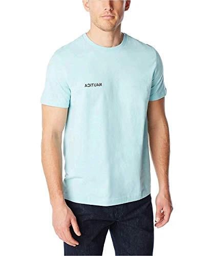 Men's Short Sleeve Solid Crew Neck T-Shirt Polo, Harbor Mist, Large