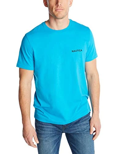 Men's Short Sleeve Solid Crew Neck T-Shirt Polo, Hawaiian Ocean, XL