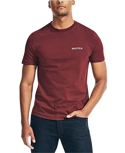 Men's Short Sleeve Solid Crew Neck T-Shirt, Royal Burgundy, XL