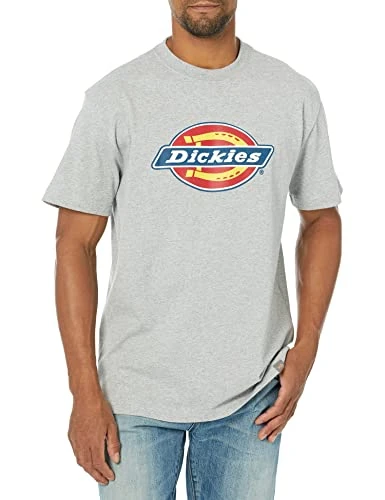 Mens Short Sleeve Tri-Color Logo Graphic T-Shirt, Heather Gray, M