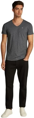 Men's Short Sleeve V-Neck Jaspe T-Shirt, Grey (New Charcoal), XL