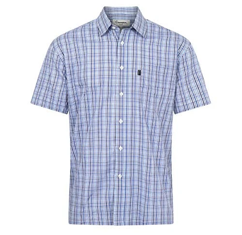 Men's Short Sleeved Poly Cotton Shirts by Champion (x-Large, blue3108)