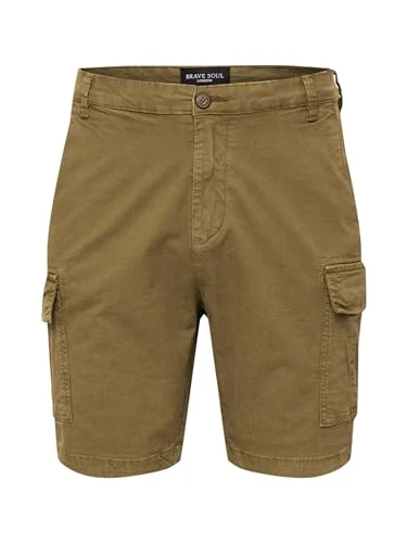 Men's Shorts Knee Length Cotton Shorts Elasticated Waist Workwear Half Pant (Khaki, S)