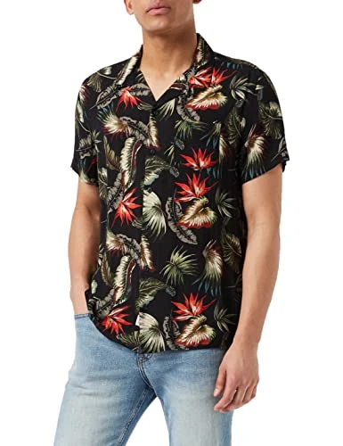 Men's Shrivera Casual Shirt, Black (Black Tropical Black Tropical), X-Large