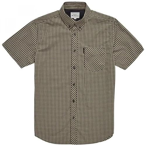 Mens Signature Gingham Shirt - Short Sleeved (Scarlett) XXXL