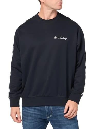 Men's Signature Logo Stretch Poly Viscose Crewneck Sweatshirt, Navy, XS