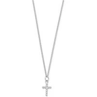 Mens Silver Curb Chain Cross Necklace - 51cm