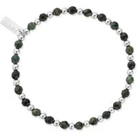 Mens Silver Kambaba Jasper Ball Bracelet - Silver