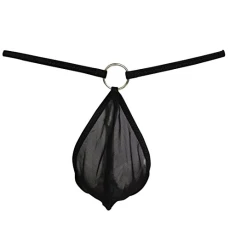 Men's Sissy Jockstraps Bulge Pouch G-String Underwear with O-Rings Bikini See Through Lingerie Black One Size Men's Sissy Jockstraps Bulge Pouch G-String Underwear with O-Rings Bikini See Through Lingerie Black One Size
