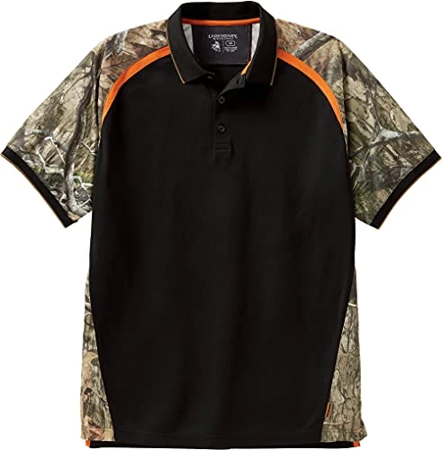 Men's Size Pro Hunter Performance Polo, Black/Mossy Oak Country DNA, Large Tall