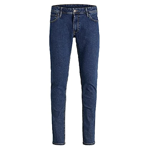 Men's Skinny Fit Jeans - Smart Casual Blue Denim Pants, 98% Cotton, 2% Elastane, Straight Leg, Zip Fly, Button Closure, 5 Pockets, Machine Washable