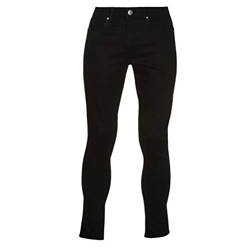 Mens Skinny Jeans Tonal Stitching Denim Trousers Casual Pants Bottoms Black 34 L34