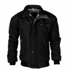 Men's Sky Diver Bomber Warm Padded Jacket Check Lined Work Winter Coat Black M