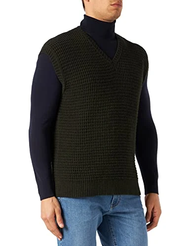 Men's S/L V Neck Sweater 109KS4001, Black, X-Large