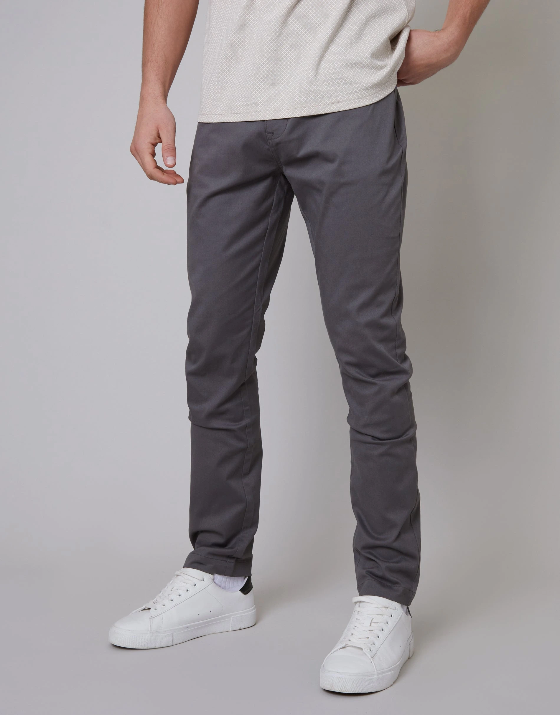 Men's Slate Slim Fit 5 Pocket Chino Trousers