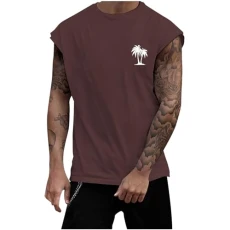 Men's Sleeveless T-Shirt Summer Tank Tops Wide-Armhole Training Gym Vests Quick Dry Muscle Shirt Muscle fit Tank top Men Mens Leather Waistcoat Vest red Tunic Men (Brown, XL)
